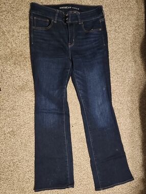 American Eagle Outfitters Dark Blue Kick Boot Jeans 10 Regular